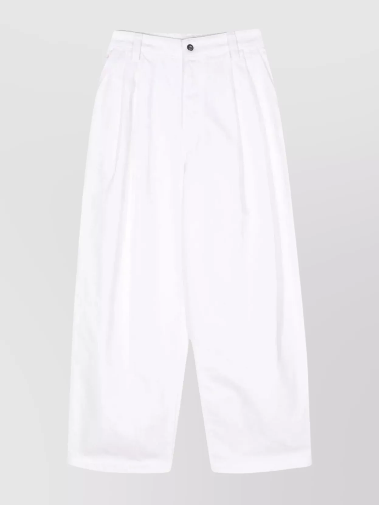Bottega Veneta Wide Leg Pleated Trousers With Back Pockets In White