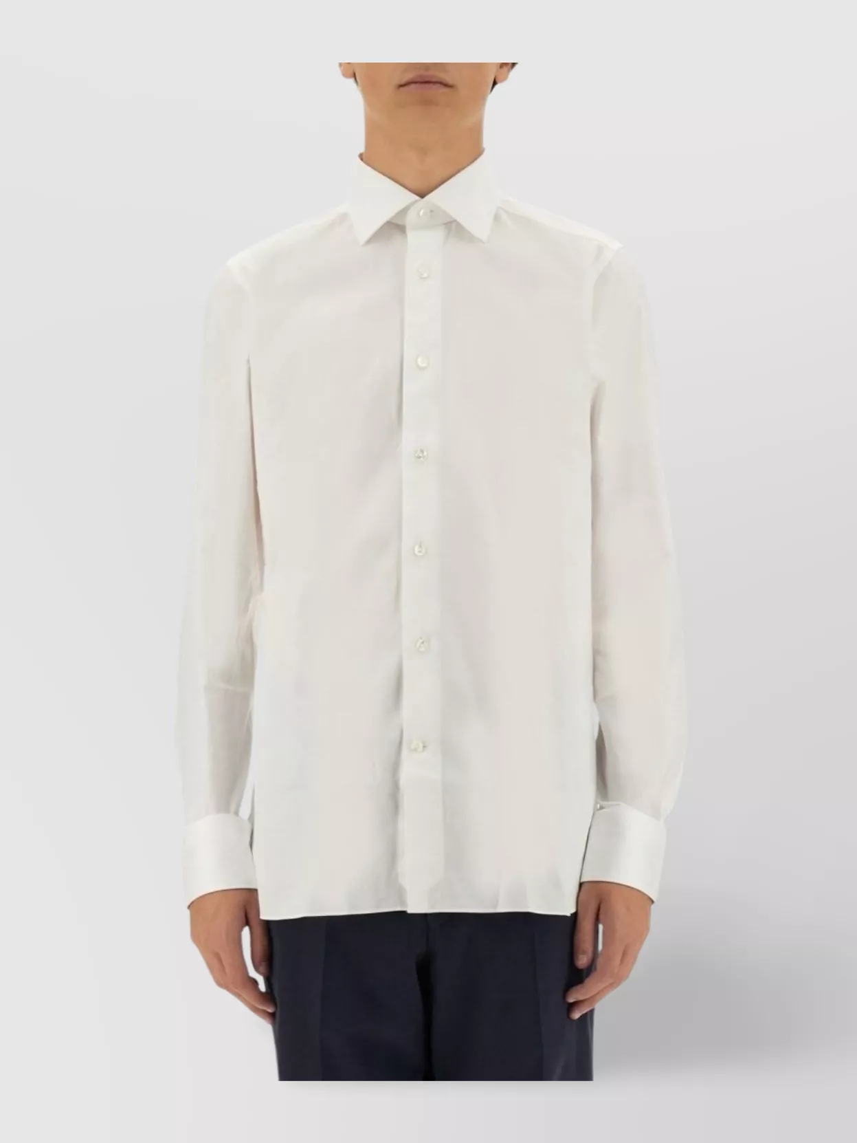 Zegna Stretch Cotton Shirt Buttoned Cuffs