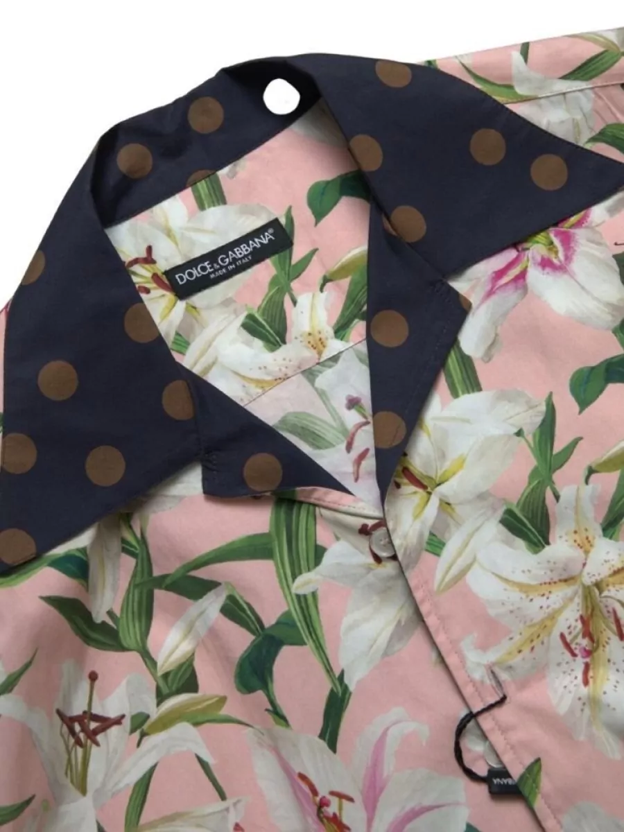 Dolce&Gabbana Cotton Polka Dot Floral Print Shirt