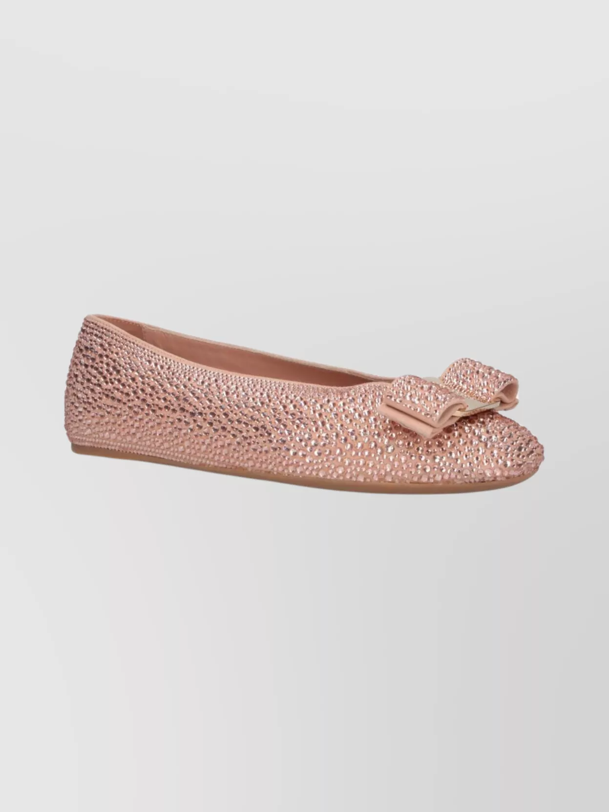 Ferragamo Pointed Toe Pink Flats With Sparkling Embellishments In Pink