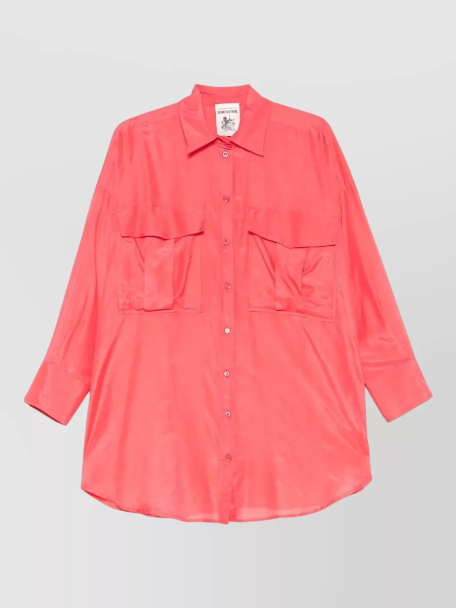 Semicouture Silk Blend Long Sleeve Shirt