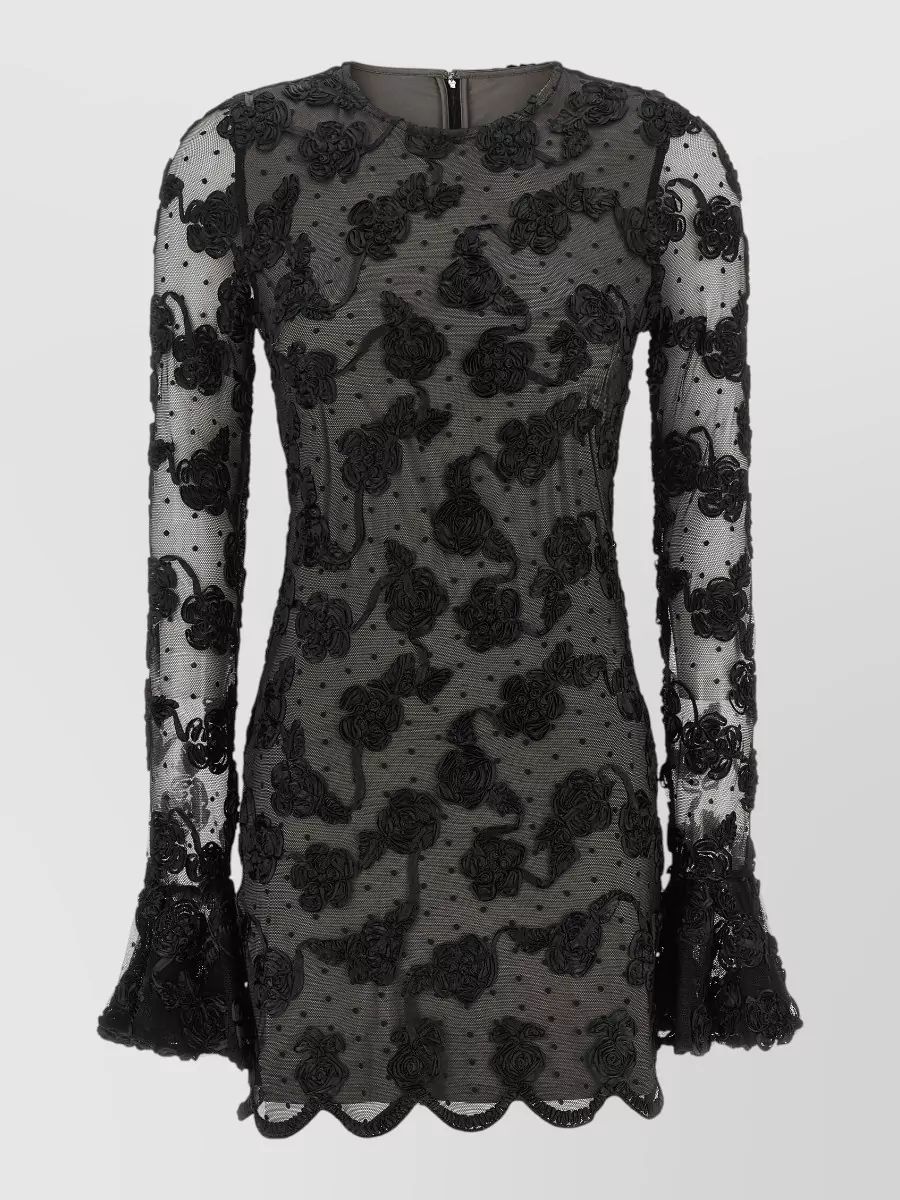 Rotate Birger Christensen floral-appliqué mesh mini dress