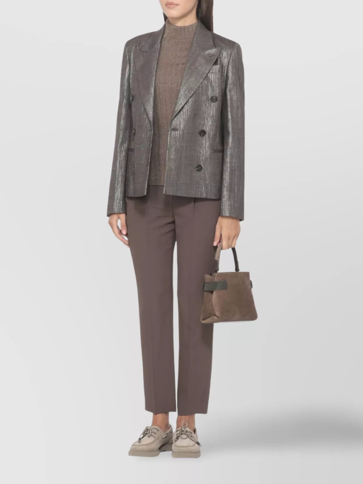 Brunello Cucinelli Silk Blend Straight Leg Trousers In Brown