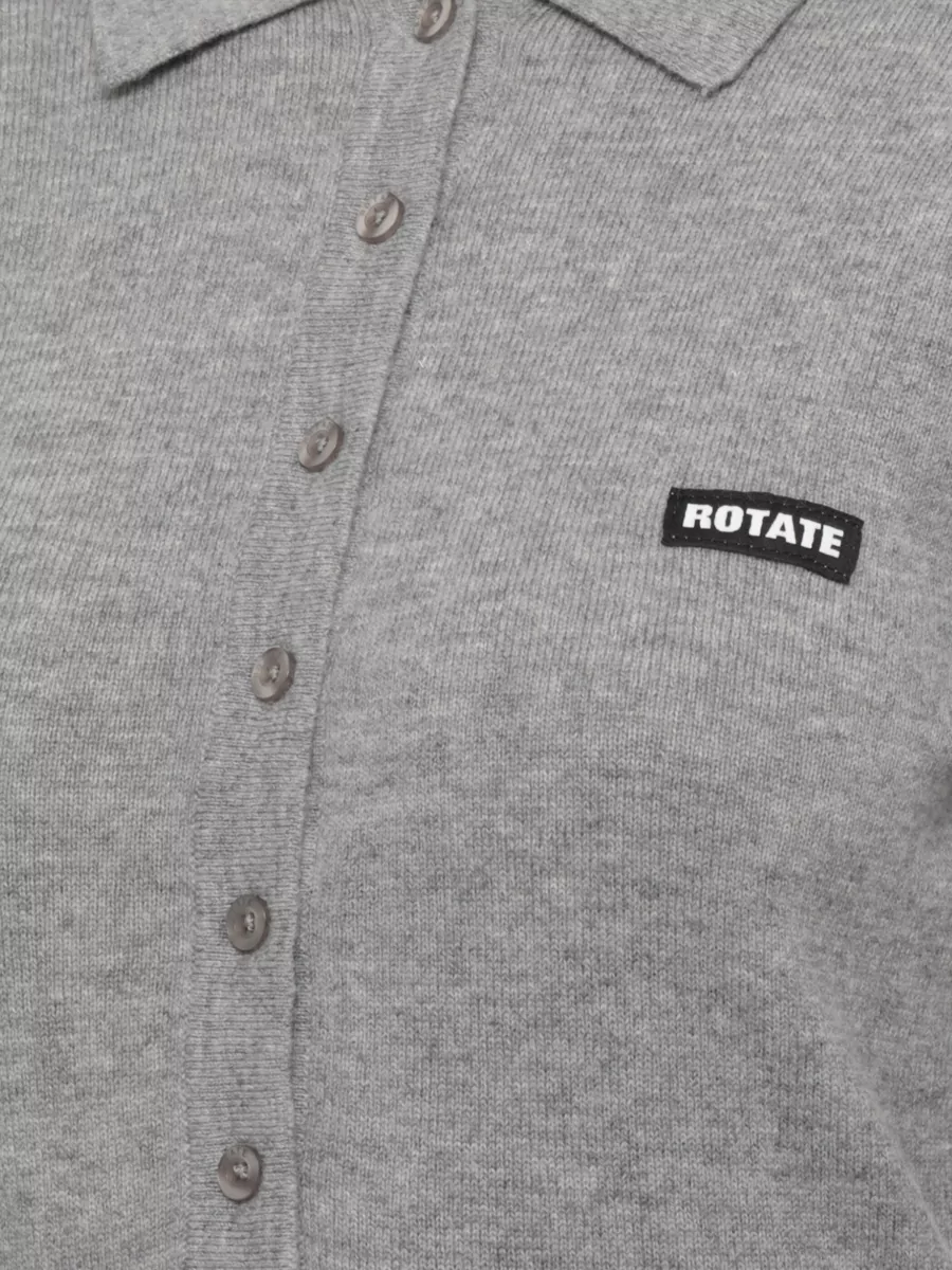 Rotate Cashmere-Blend Ribbed Long-Sleeve Polo Jumper