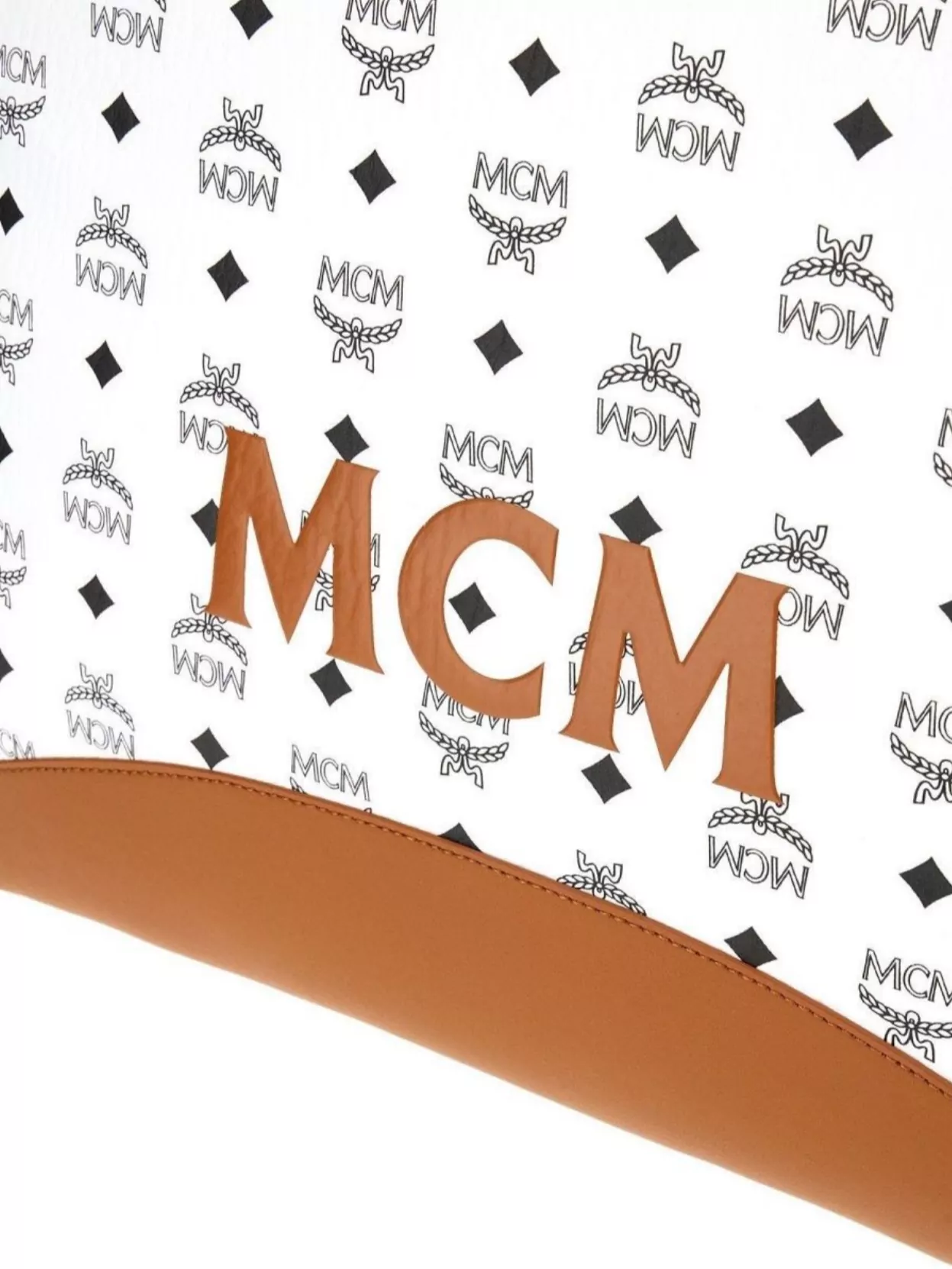 Mcm Coated Canvas Tote Bag With Leather Handles