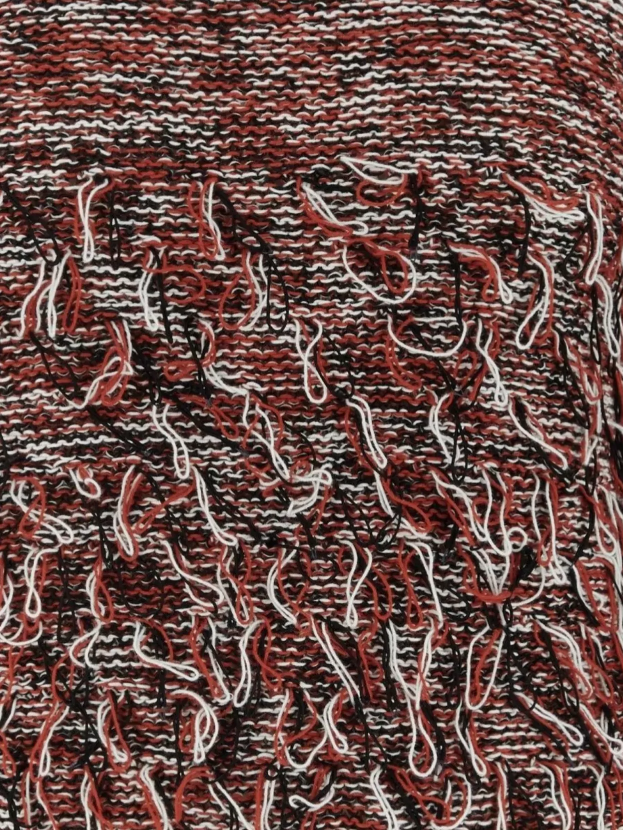 Durazzi Embroidered Fringe Knit Sweater With Ribbed Finish