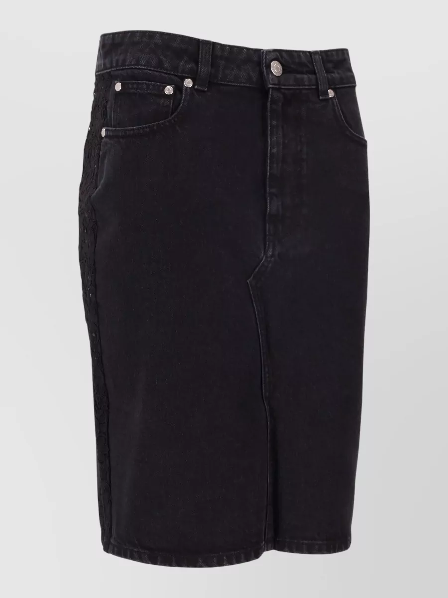 Stella Mccartney Denim Lace Skirt Mid Rise Waist