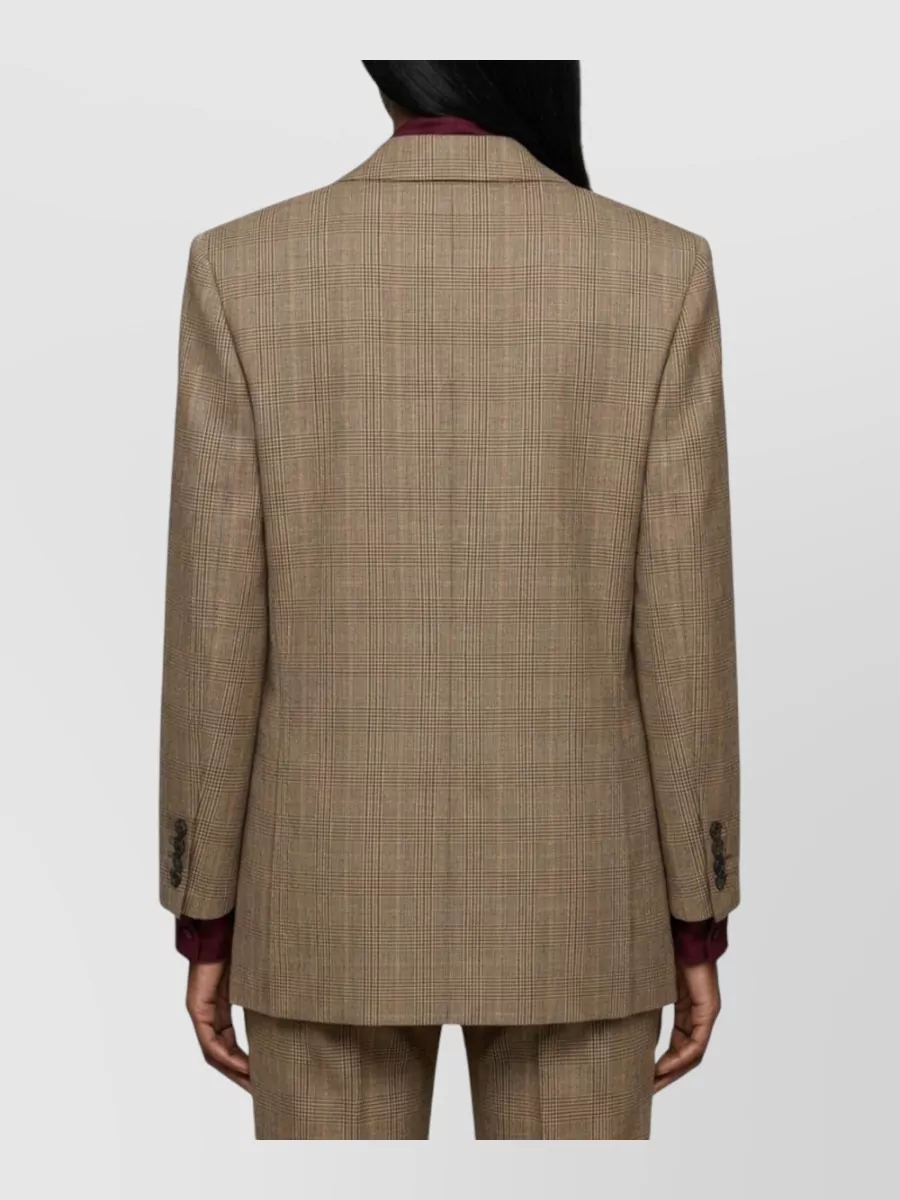 Saint Laurent Virgin Wool Prince Of Wales Checked Double-Breasted Suit Jacket