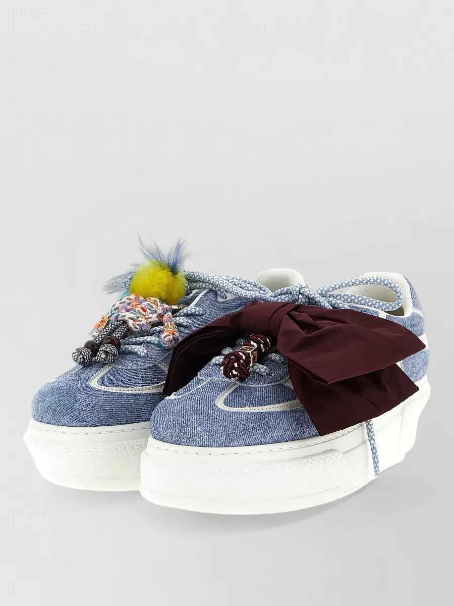 Fendi Match Sneakers Bow Detail Embellished Laces