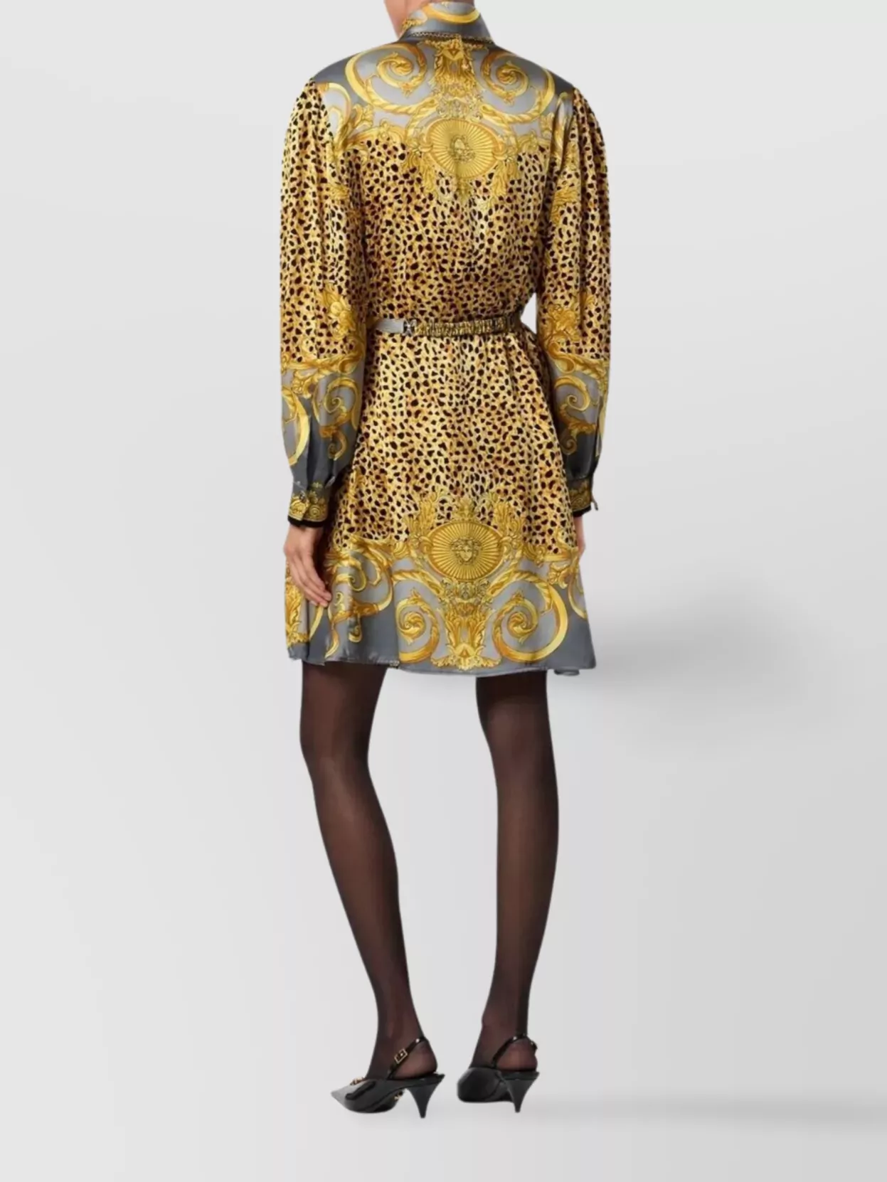 Versace Silk Shirt Dress With Belt And Print