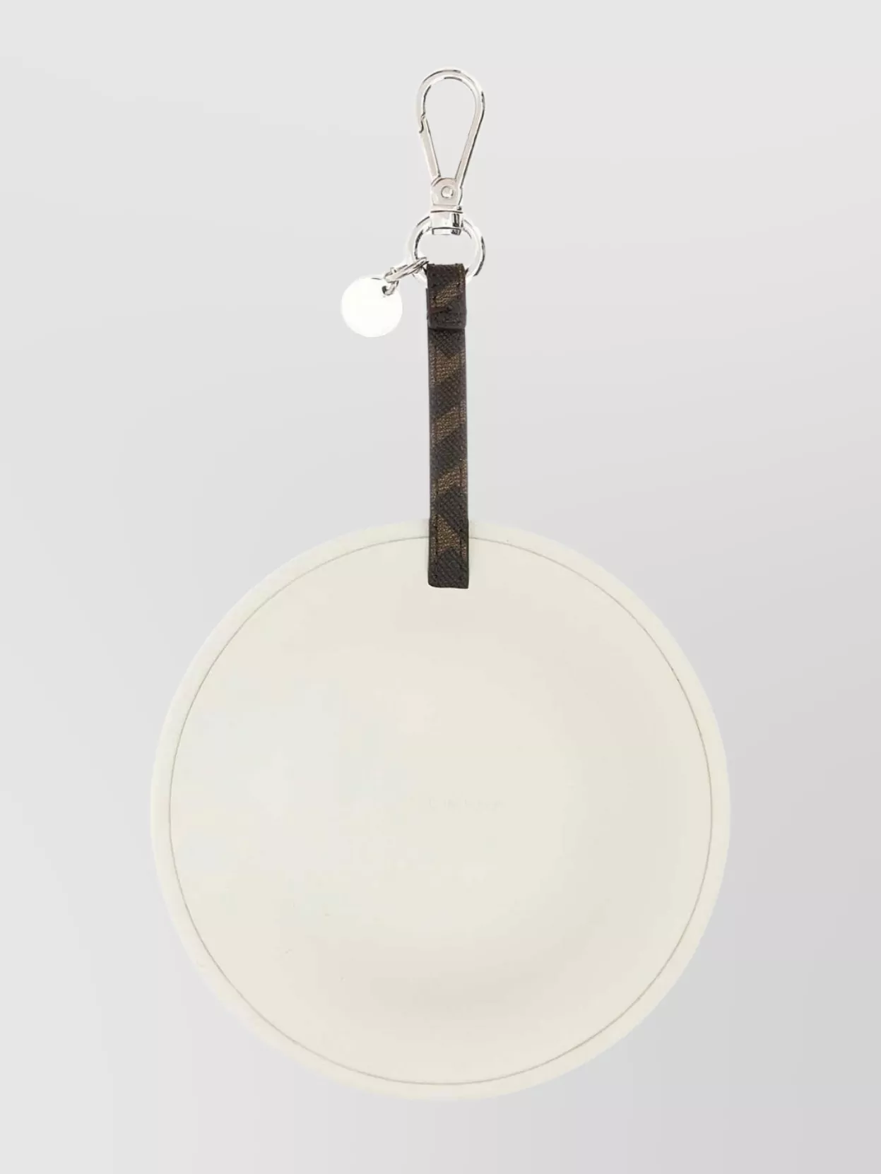 Fendi Round Flower Leather Charm Keychain In White