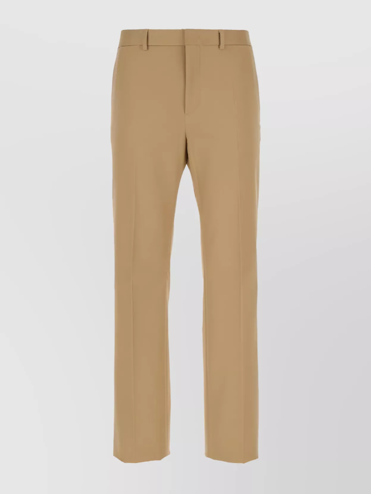 Shop Valentino Trousers With Front Pleats And Belt Loops In Beige