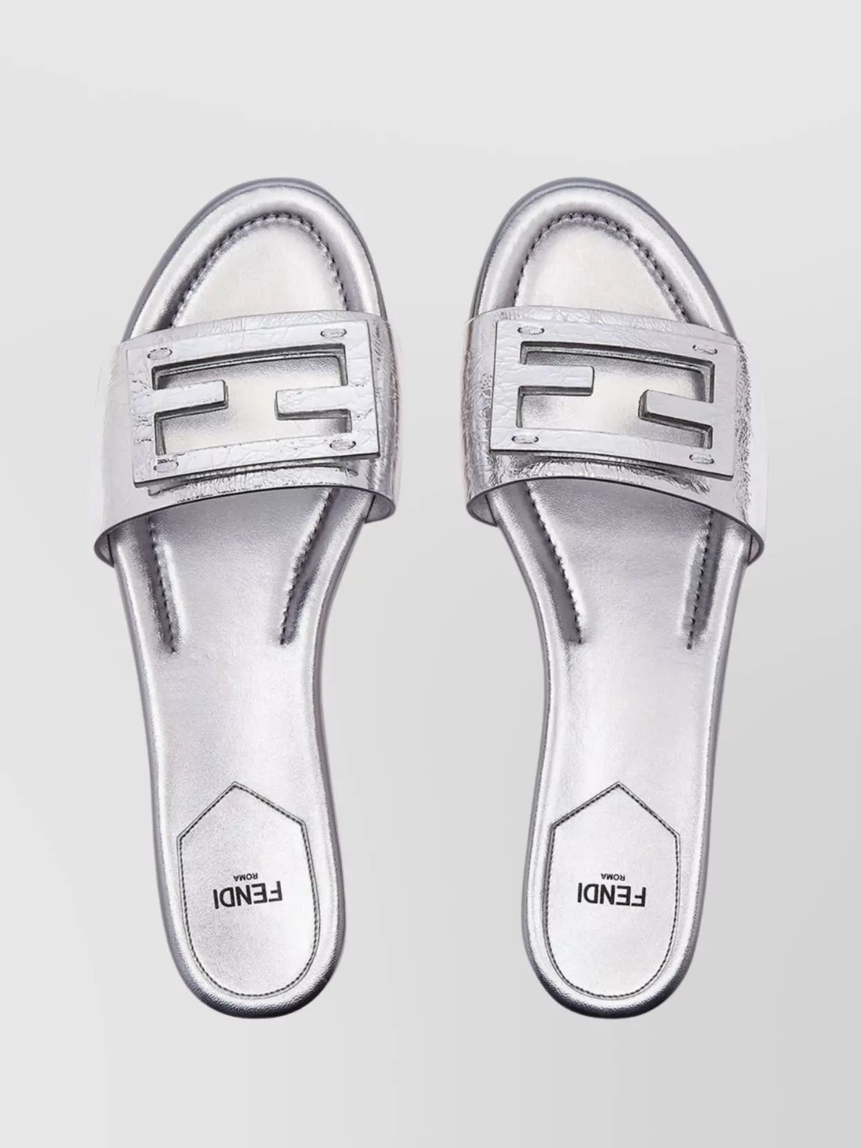 Shop Fendi Nappa Leather Flat Sole Slides