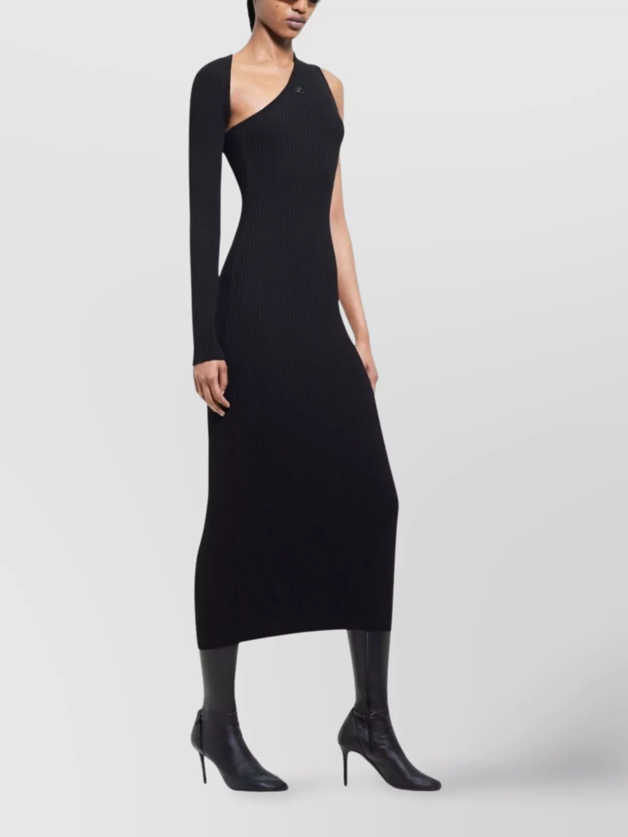 Courrèges One-Shoulder Ribbed Midi Dress