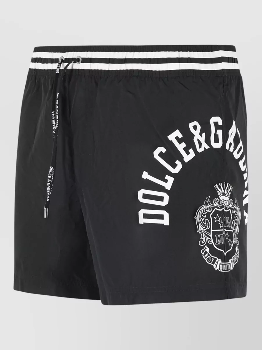 Dolce&Gabbana Polyester Swimsuit Striped Waistband Elastic Waist