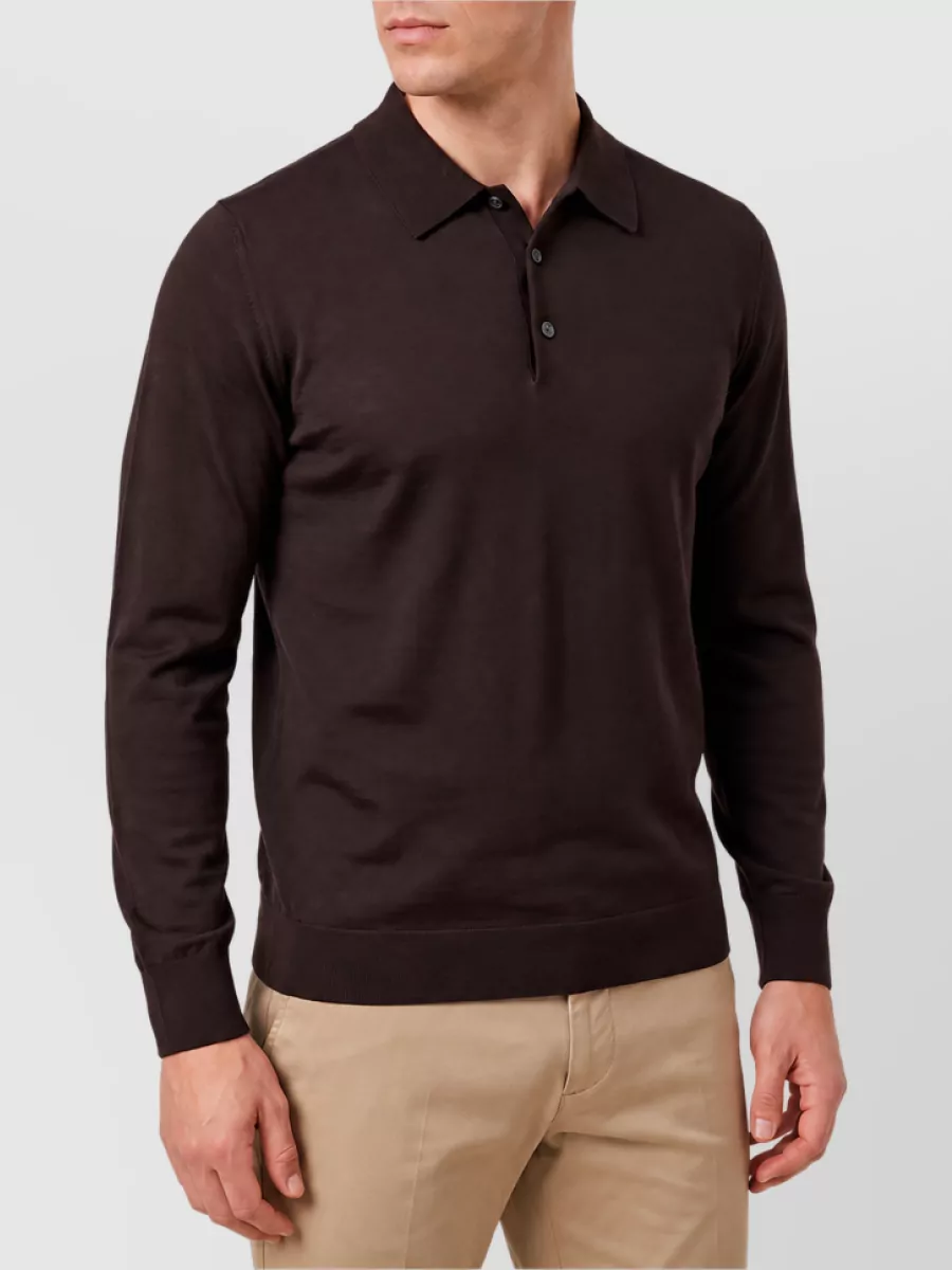 John Smedley Merino Wool Long-Sleeve Polo Shirt