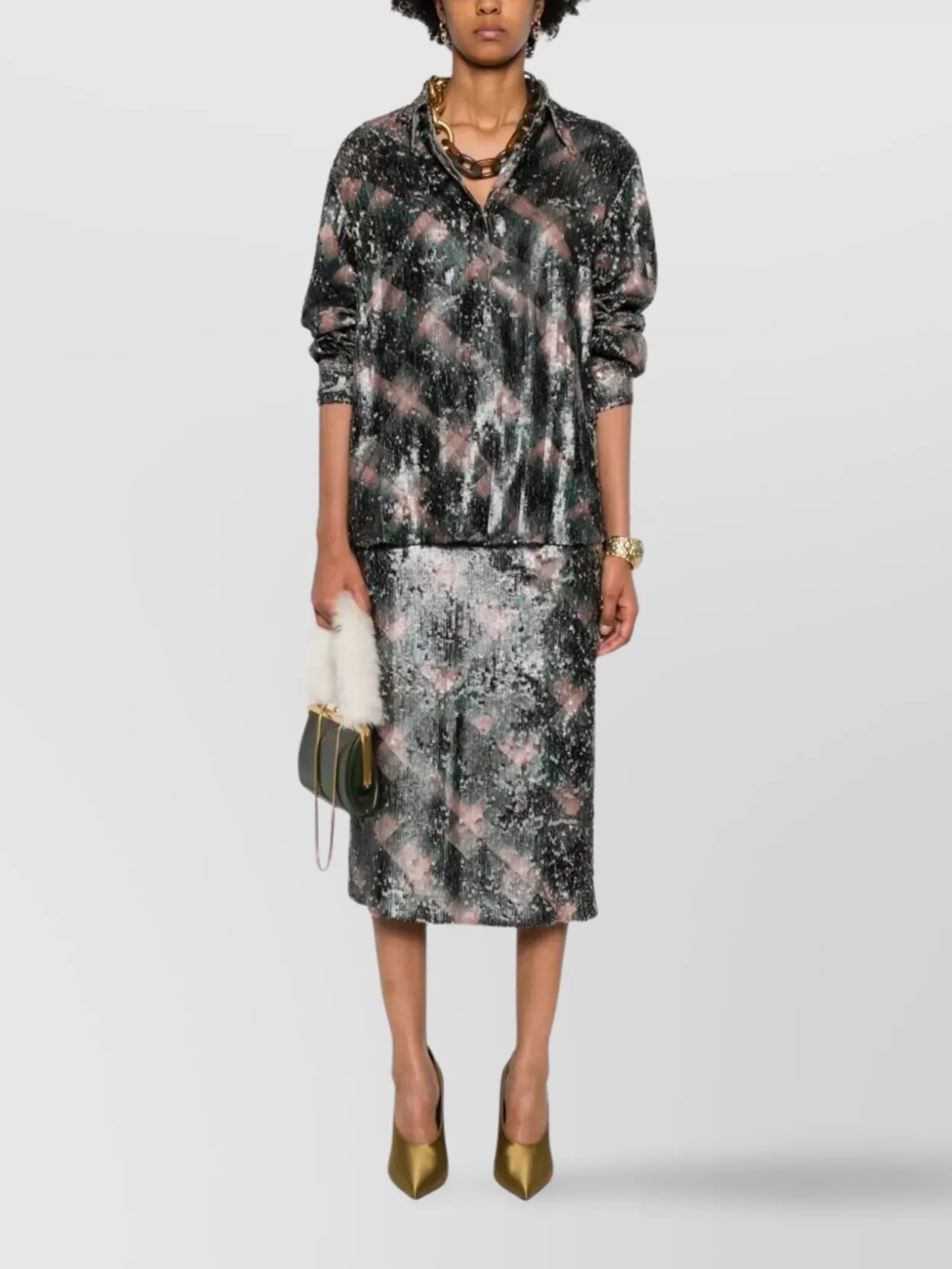 Dries Van Noten Abstract Pattern Long Sleeve Collared Shirt In Multi