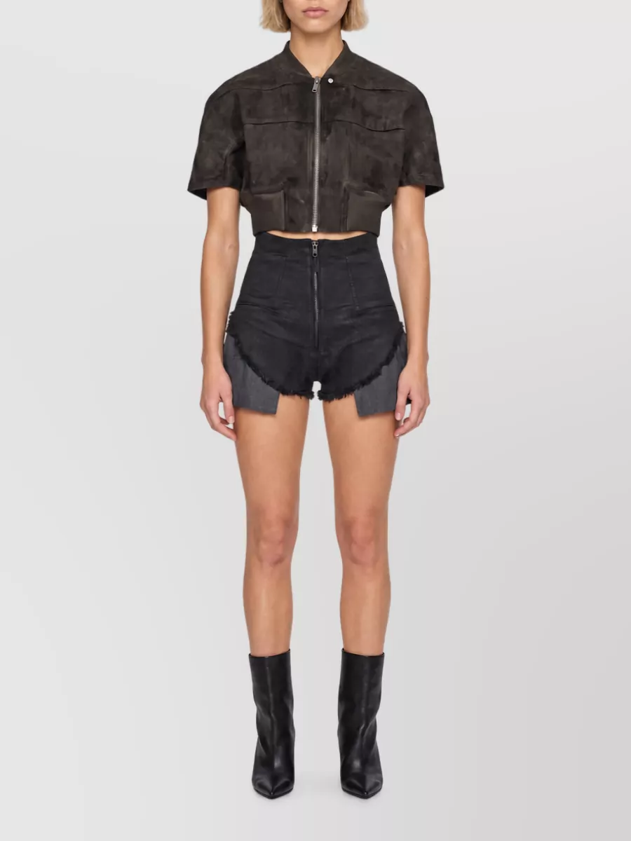 Rick Owens Drkshdw Denim Cropped Short-Sleeve Bomber Jacket