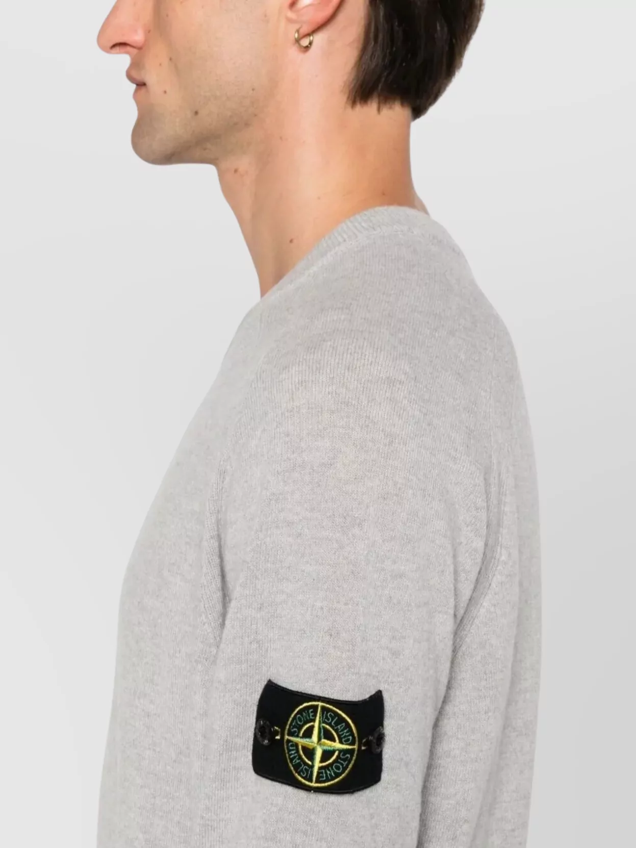 Stone Island Lightweight Wool Crew Neck Sweater With Raglan Sleeves Clothing In Gray