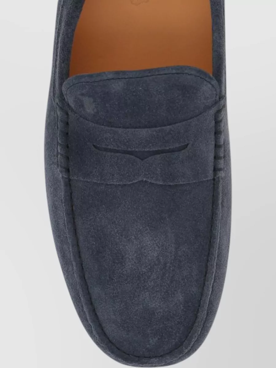 Tod's Suede Penny Strap Moccasin Rubber Sole