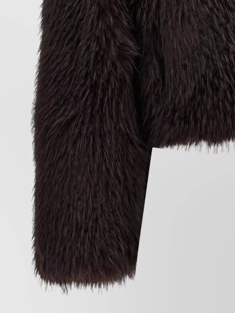 Pinko Faux Fur Cropped High Neck Coat