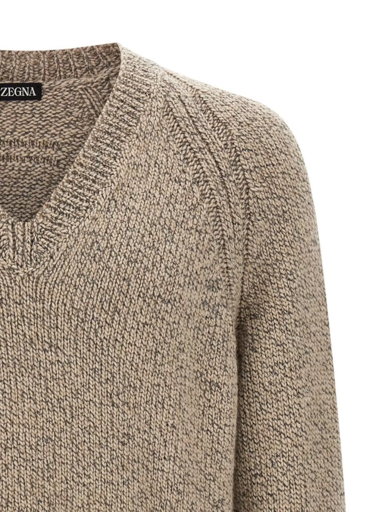 Zegna Textured Knit V-Neck Long Sleeve Sweater
