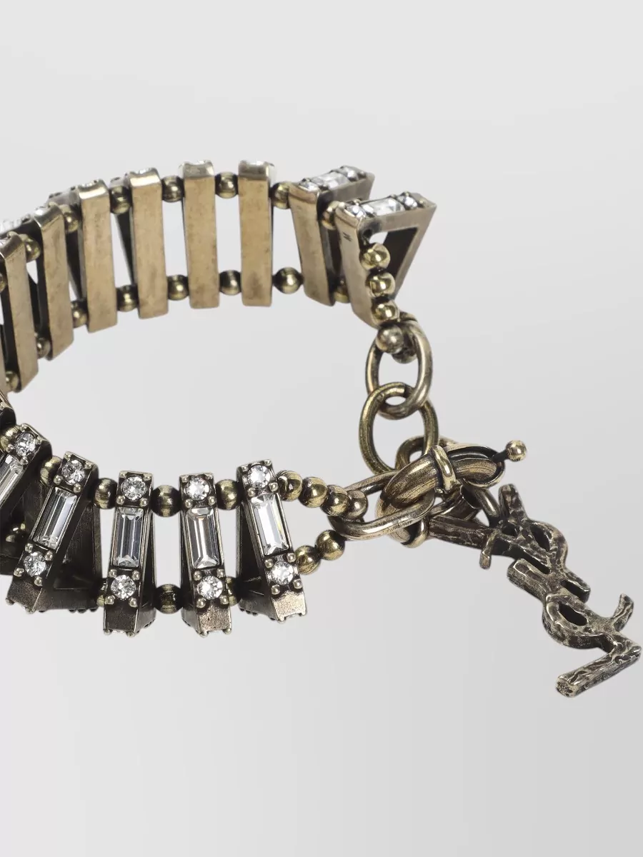 Saint Laurent Pyramid Crystal Chain Link Bracelet Design