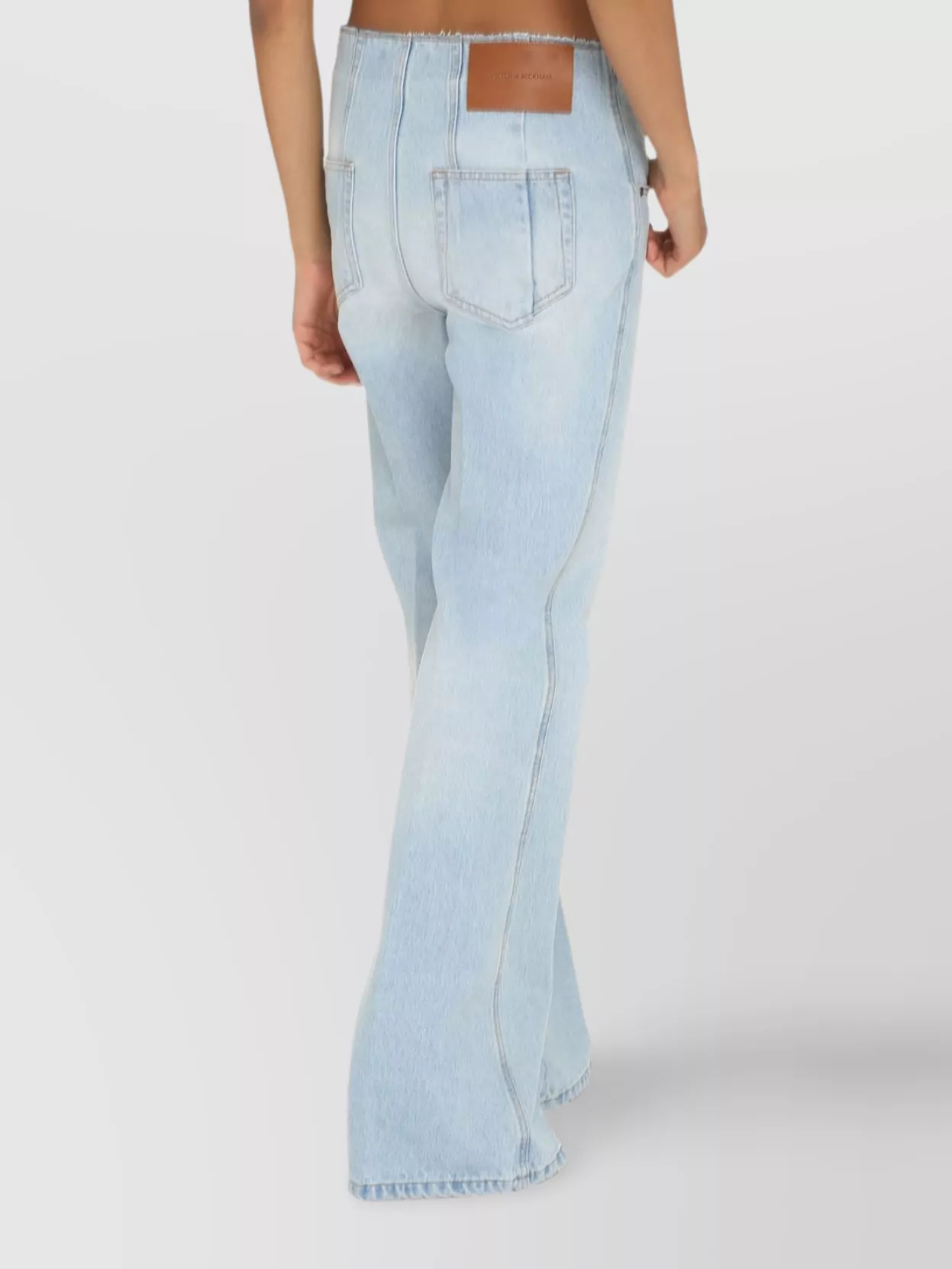 Shop Victoria Beckham Flared High-rise Jeans Contrast Stitching