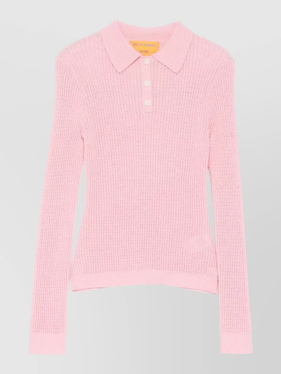 Guest In Residence Cashmere honeycomb knit long-sleeve polo top