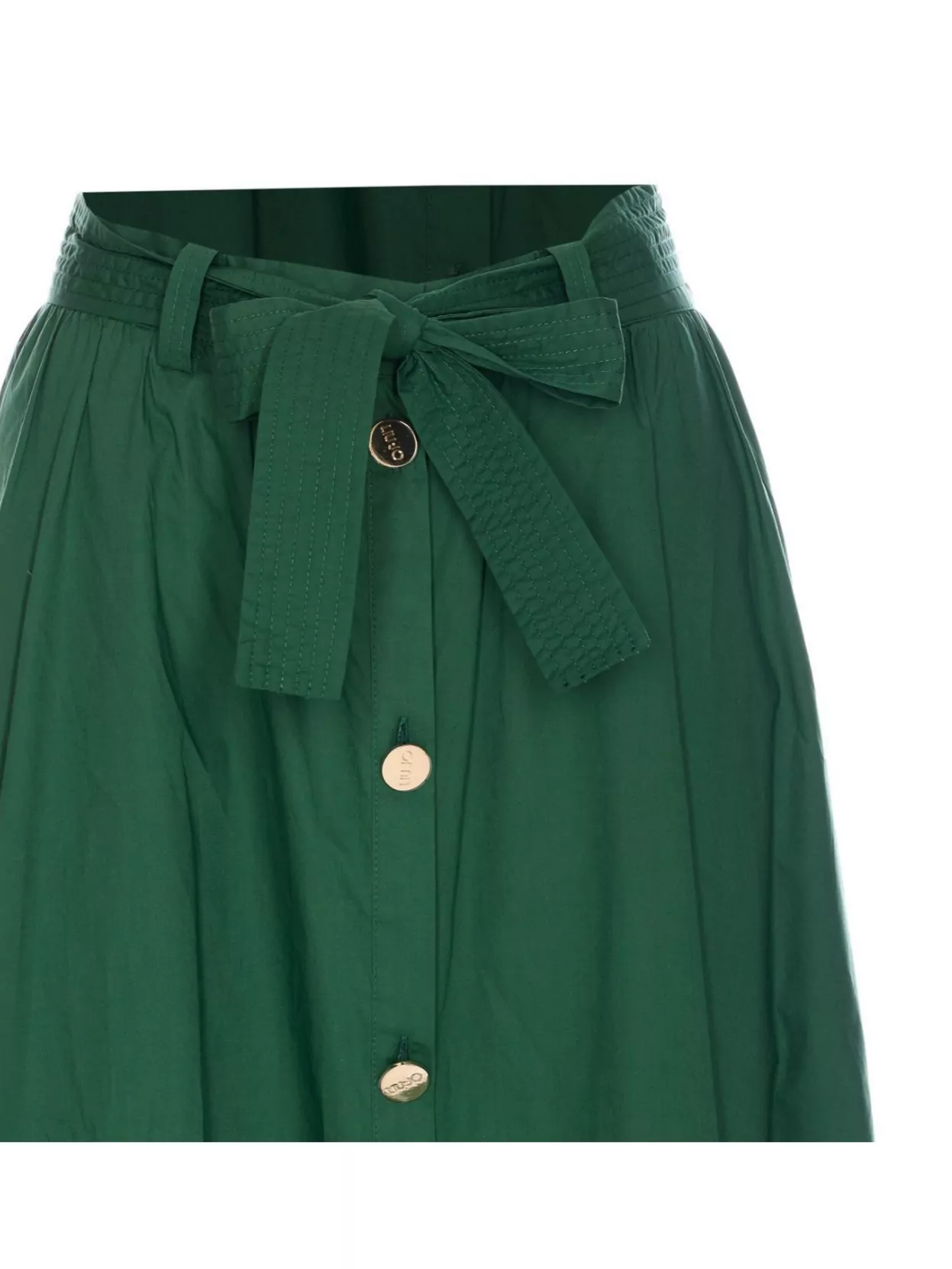 Liu •jo Liu Jo Flared Long Skirt In Green Cotton With Bottons
