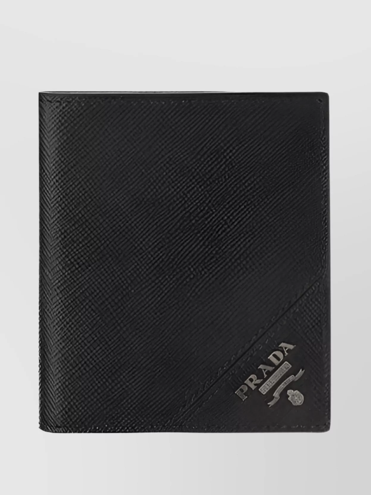 Shop Prada Leather Billfold Wallet Logo Plate