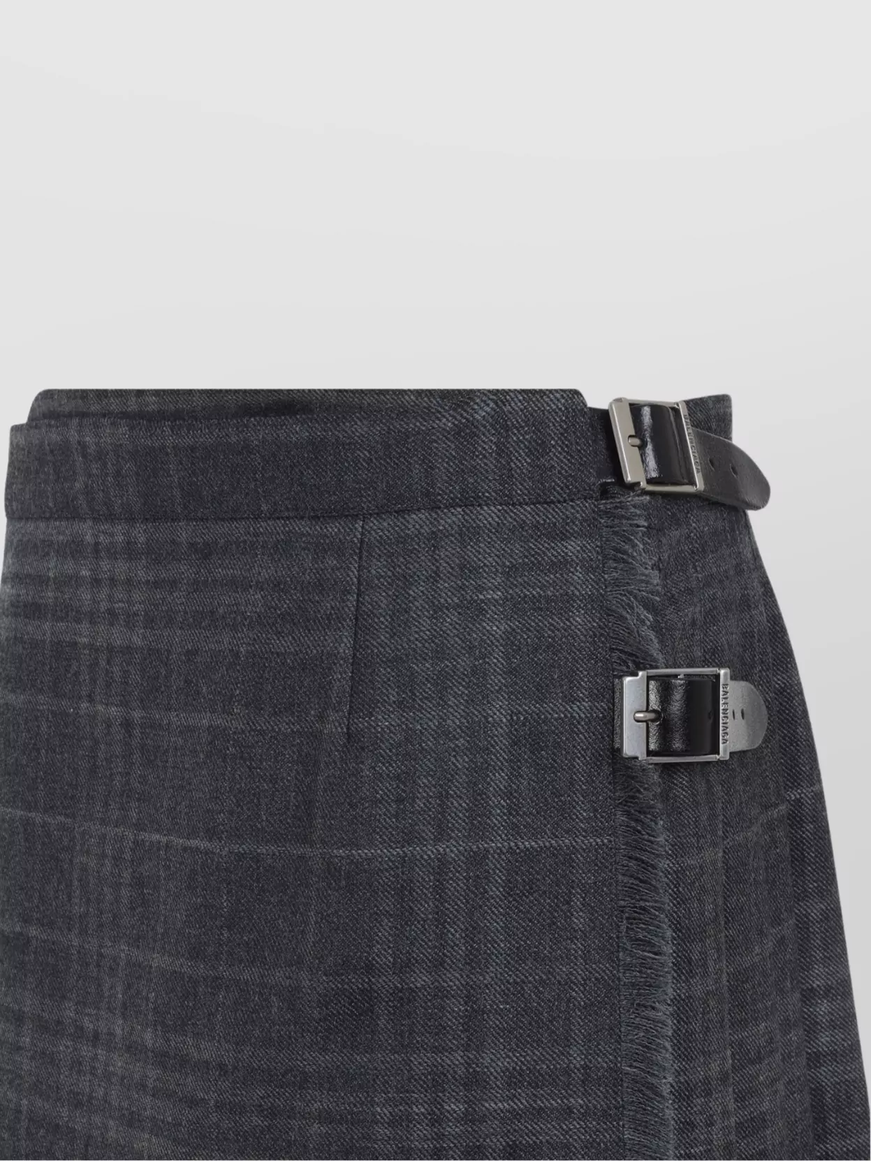 Balenciaga Mini Skirt With Buckle And Fringe Trim In Black