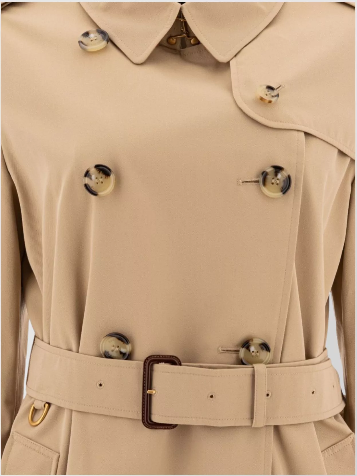 Shop Burberry Belted Double-breasted Coat Epaulettes