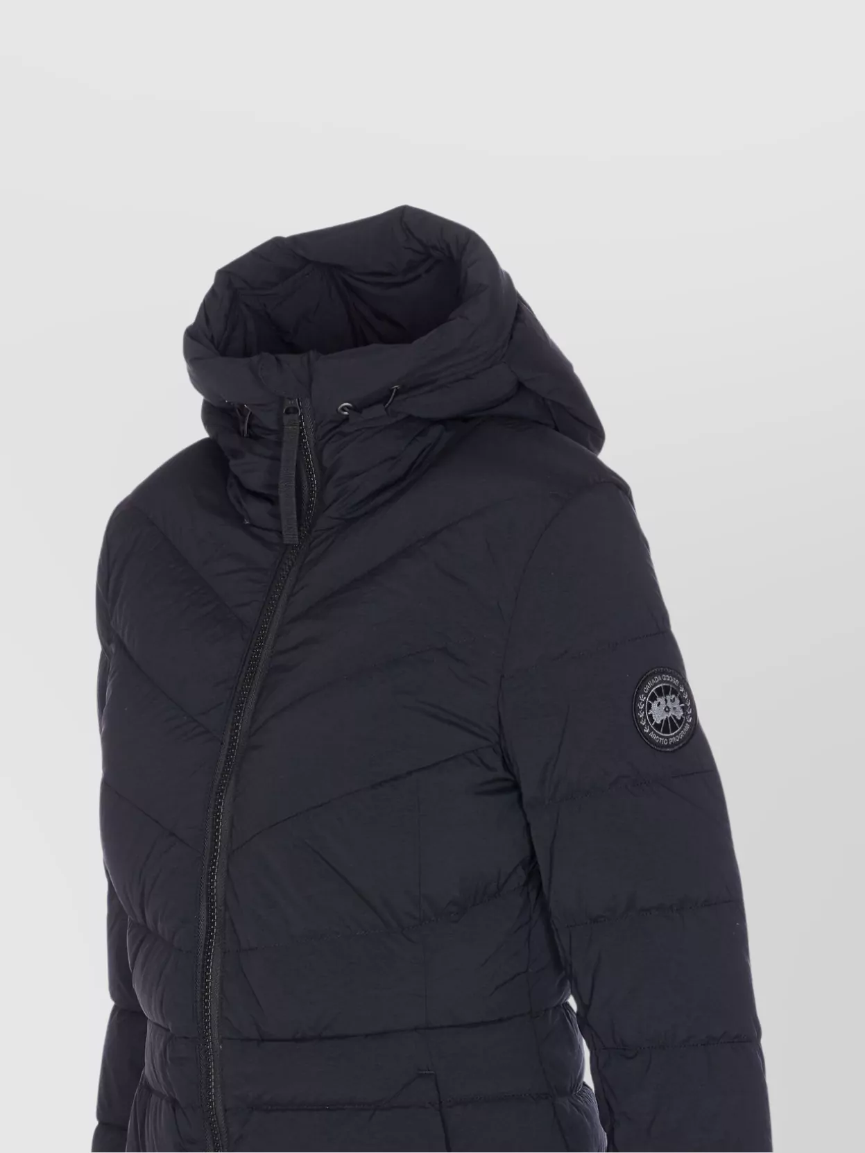 Canada Goose Long Hooded Padded Jacket With Zip Pockets