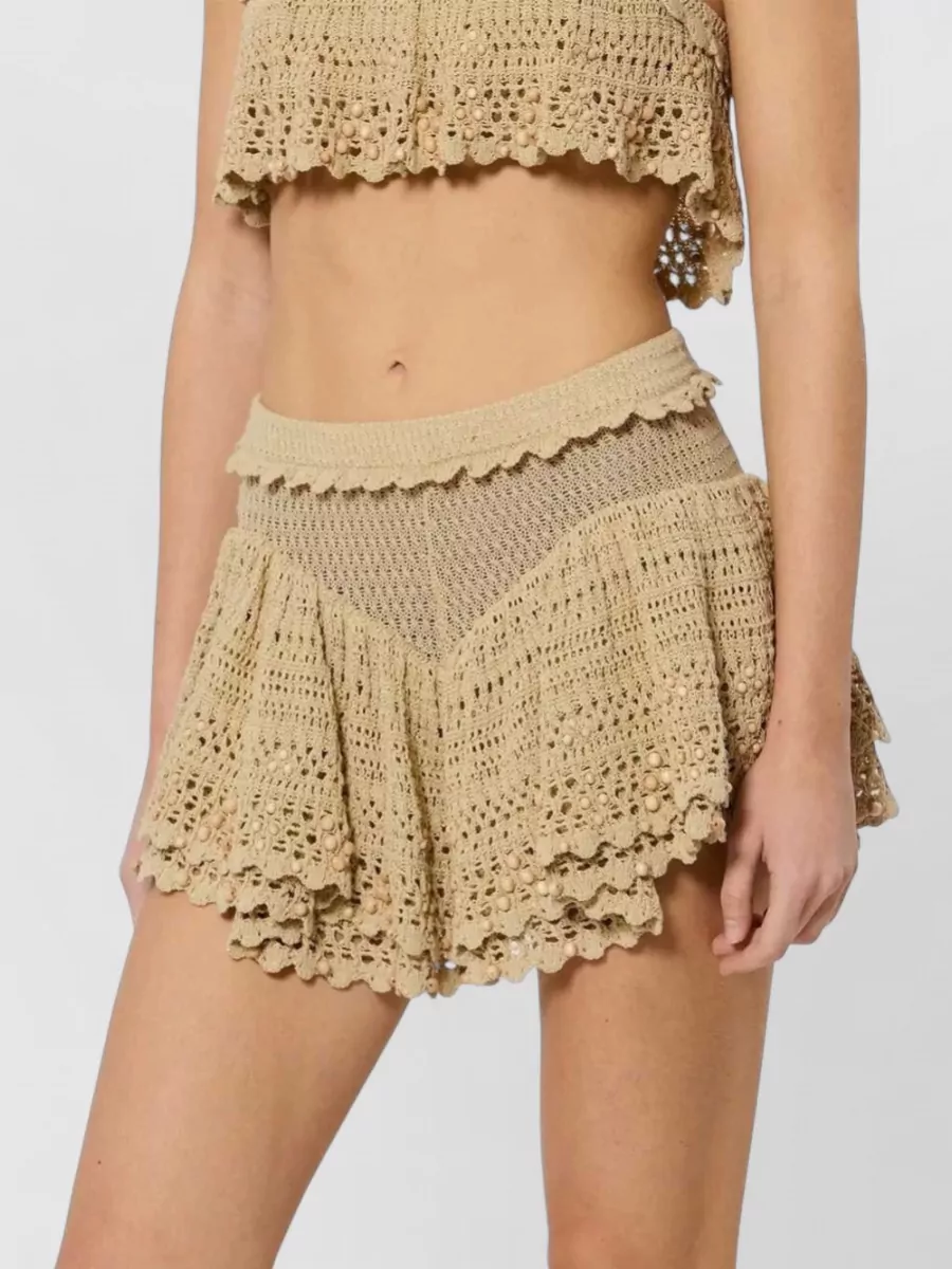 Isabel Marant Cotton Beaded Crochet Mini Skirt
