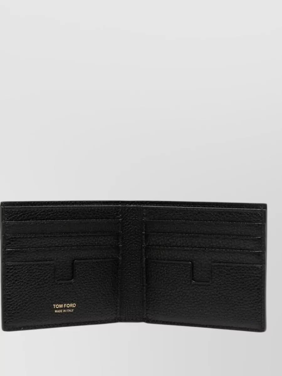 Tom Ford T Line Grain Leather Bi Fold Textured Wallet