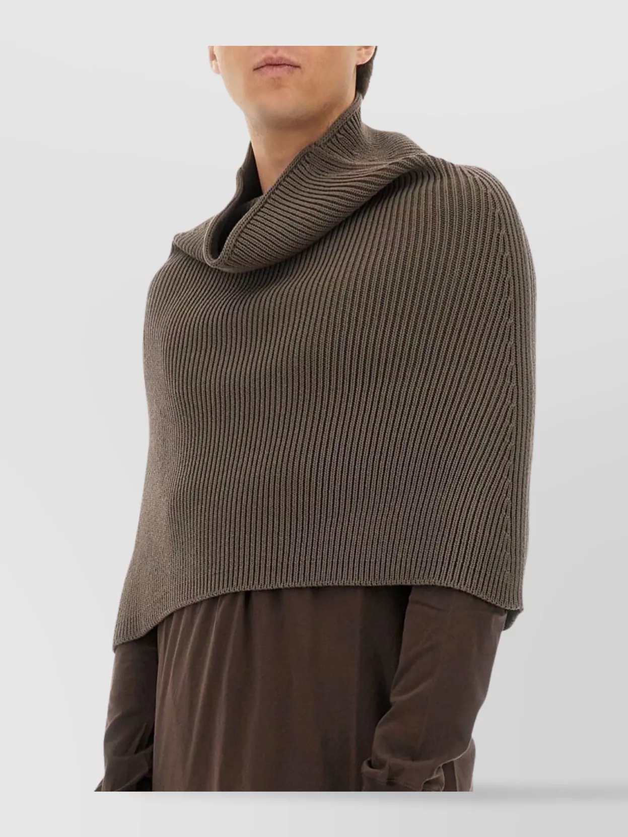 Rick Owens Draped High Neck Ribbed Coat Design