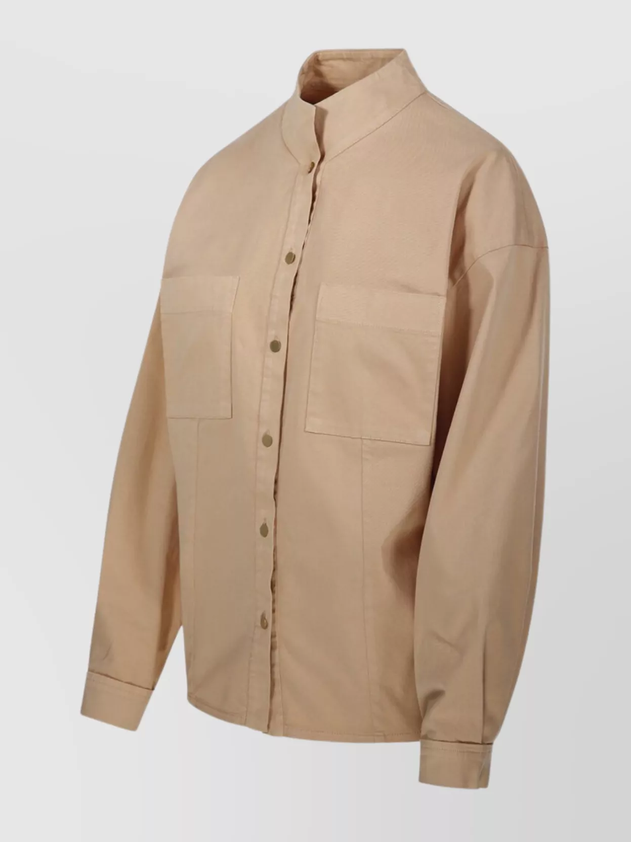 Shop Forte Forte Stand Collar Shirt With Chest Pockets