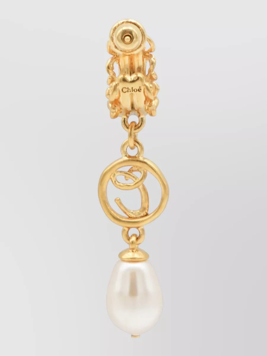 Chloé Drop Design Earrings Pearl Detail