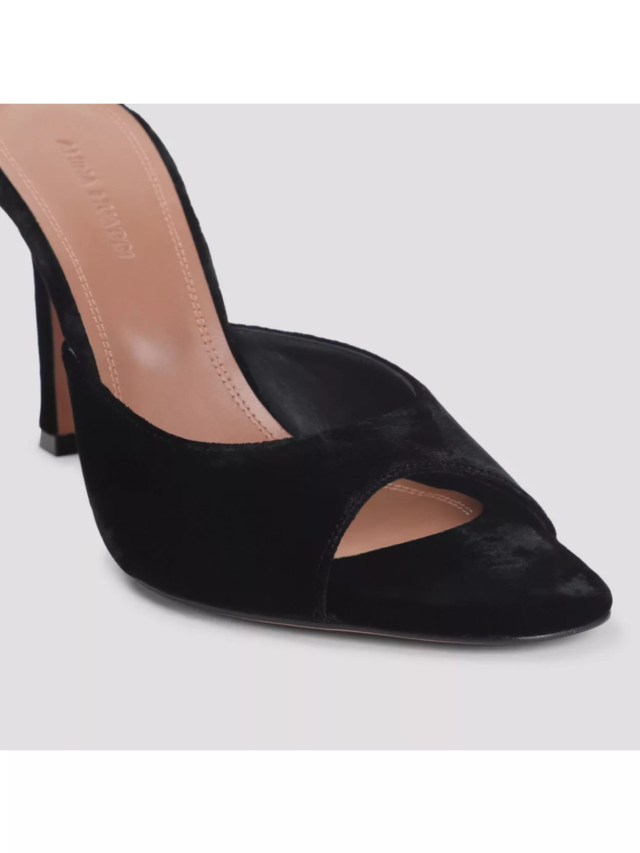 Amina Muaddi Velvet Open Toe Sandals 95