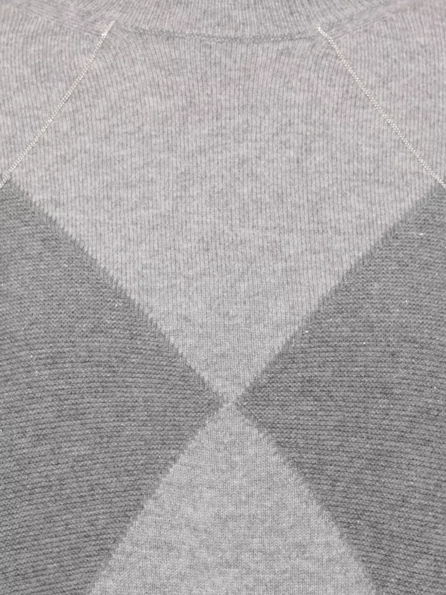 Peserico Wool Silk Cashmere Diamond-Knit Embellished Sweatshirt