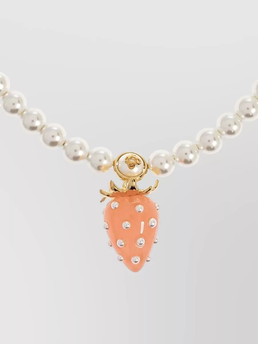 Casablanca Necklace Strawberry Pendant Pearl Beads Chain