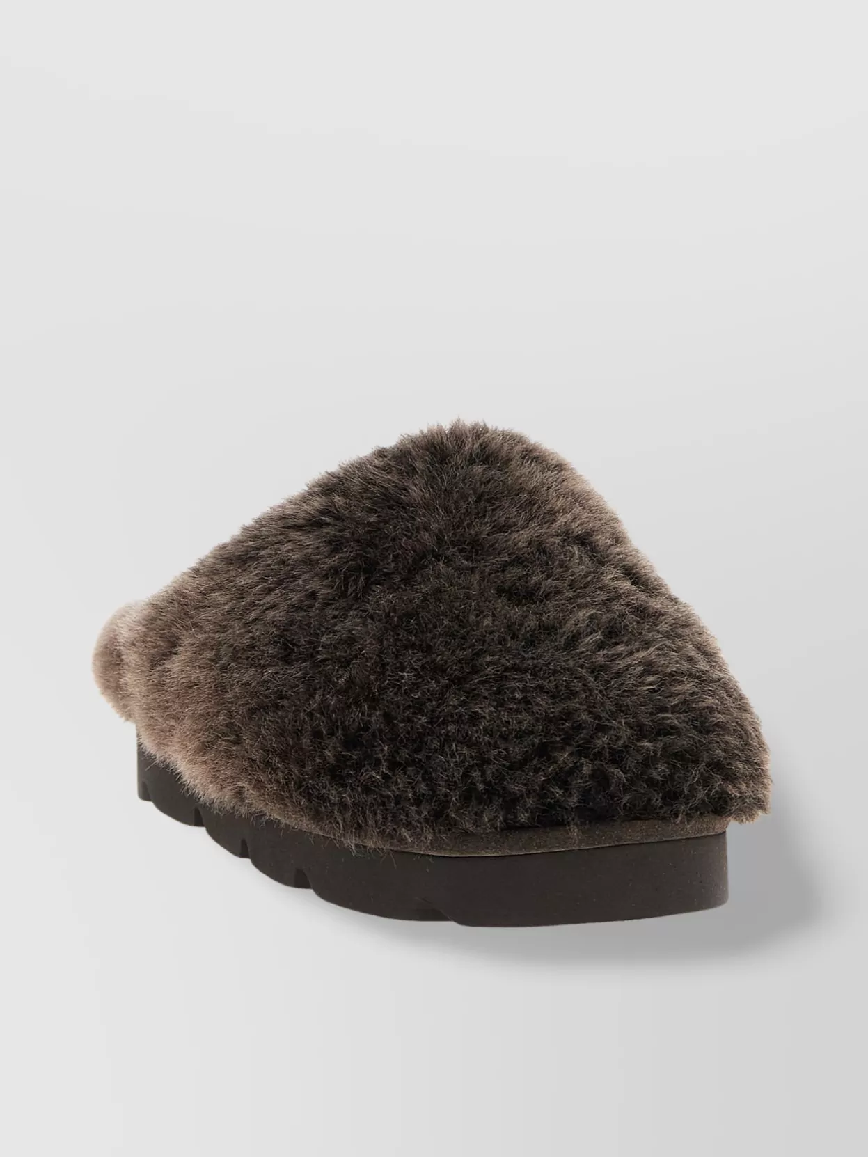 Brunello Cucinelli Round Toe Faux Fur Flat Sole Sandals