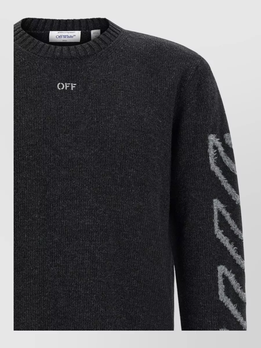 Off-White Wool Fuzzy Intarsia Jumper