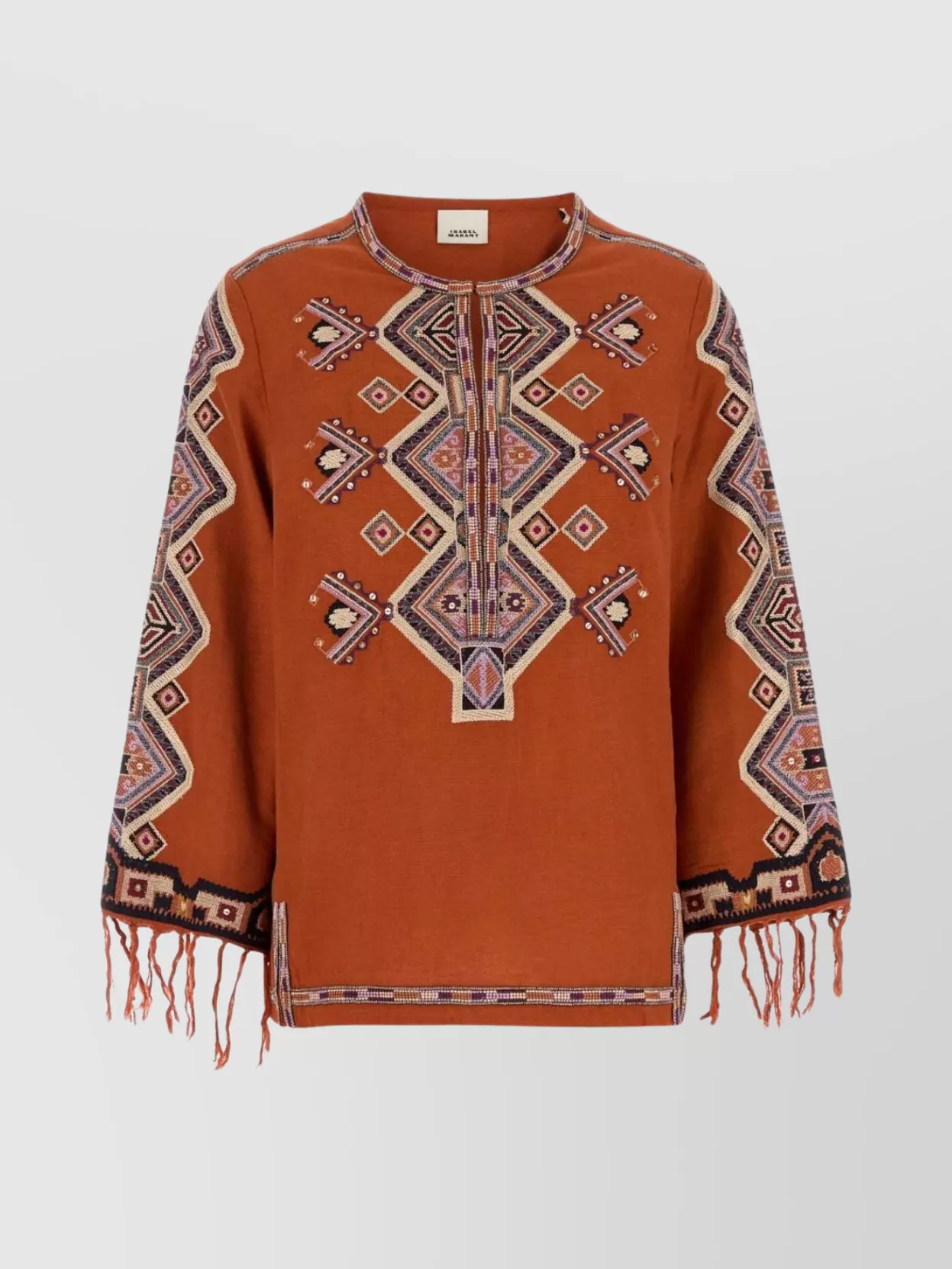 Isabel Marant Silk Blouse Embroidered Geometric Pattern