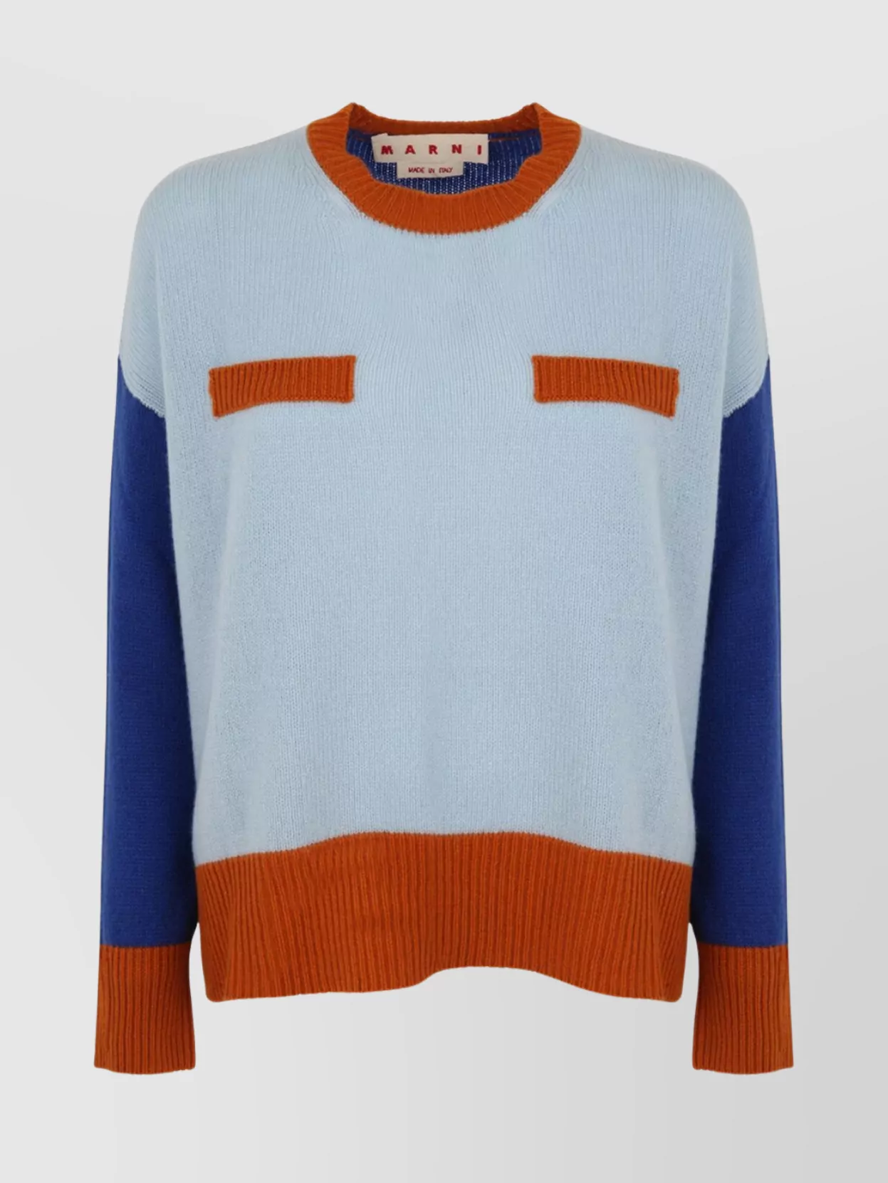 Marni Color Block Light Blue Cashmere Sweater In Multi