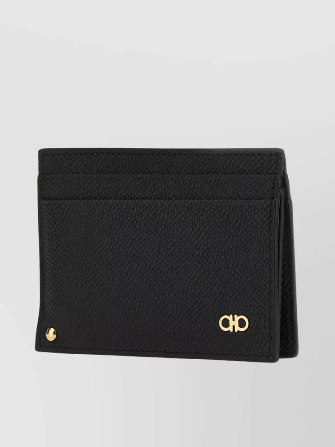 Ferragamo Textured Leather Card Holder In Black