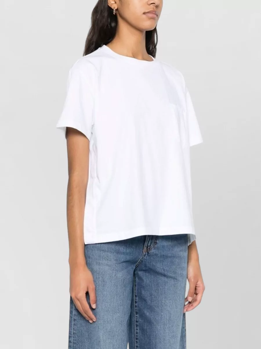 Semicouture Cotton Embroidered Patch Pocket Short-Sleeve T-Shirt