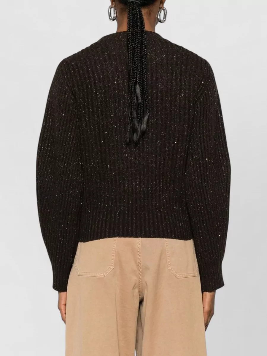 Brunello Cucinelli Cashmere Wool Ribbed Sequin-Embellished Crewneck Sweater