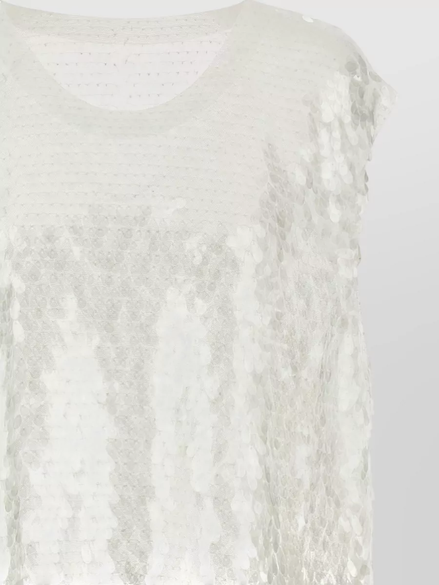 Norma Kamali Sequin Mesh Long-Sleeve Top